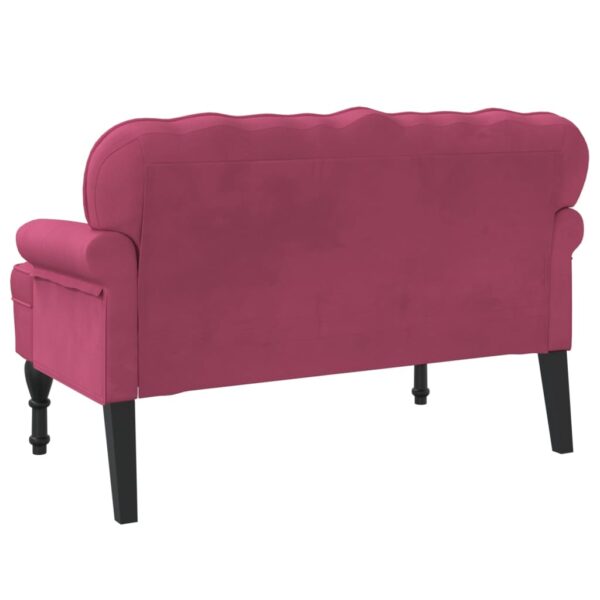 Banco com encosto 119,5x64,5x75 cm veludo vermelho tinto - Image 4