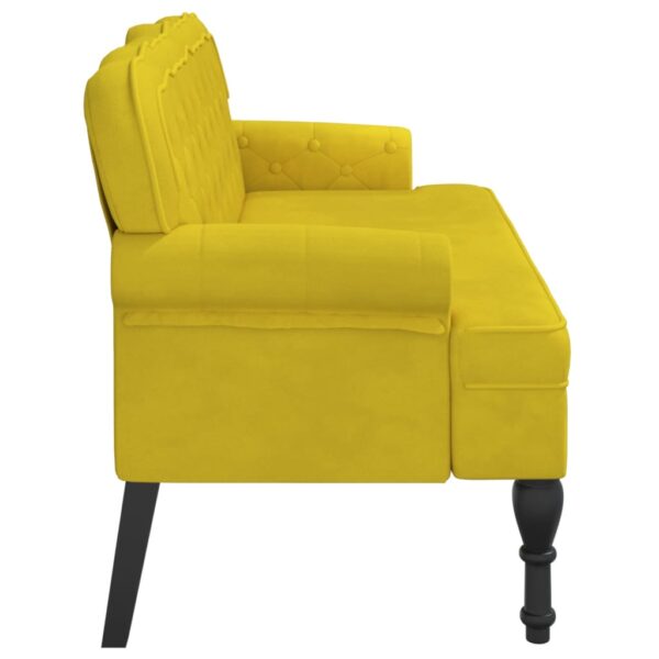 Banco com encosto 119,5x64,5x75 cm veludo amarelo - Image 3