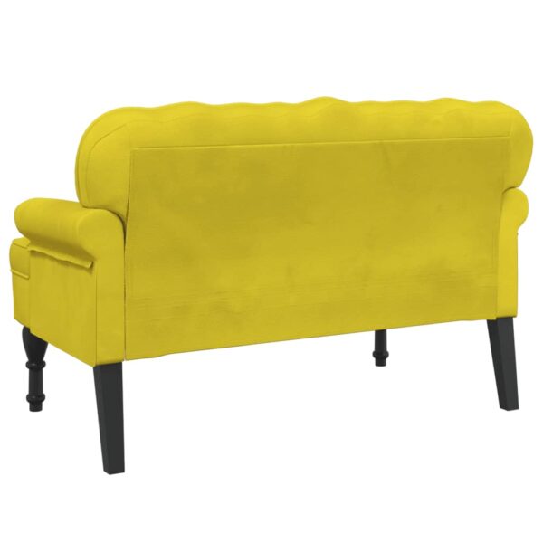 Banco com encosto 119,5x64,5x75 cm veludo amarelo - Image 4