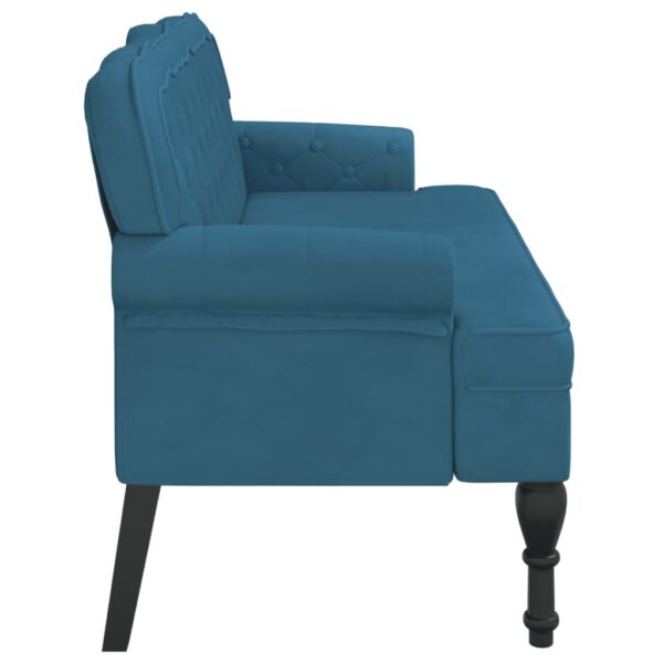 Banco com encosto 119,5x64,5x75 cm veludo azul - Image 3