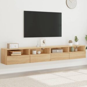 Móvel de parede p/ TV 2pcs derivados de madeira carvalho sonoma