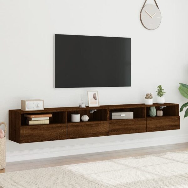 Móveis parede TV 2pcs 100x30x30 deriv.madeira carvalho castanho - Image 2