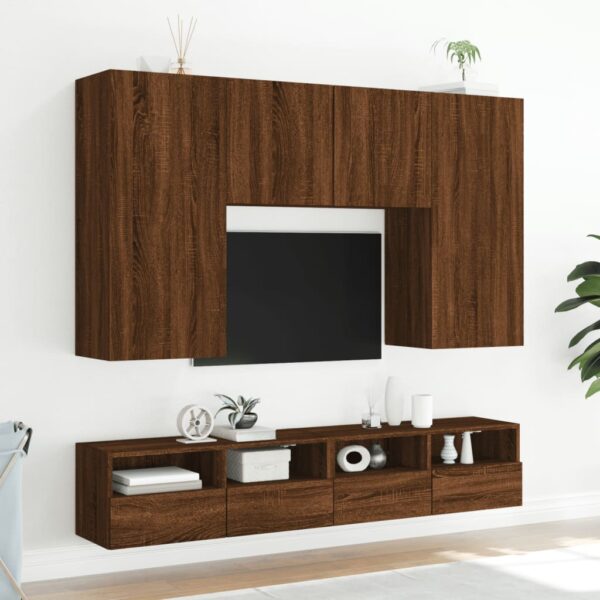Móveis parede TV 2pcs 100x30x30 deriv.madeira carvalho castanho - Image 3