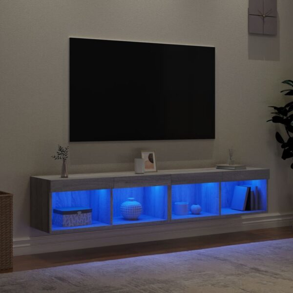 Móveis de TV com luzes LED 2 pcs 80x30x30 cm cinzento sonoma - Image 3