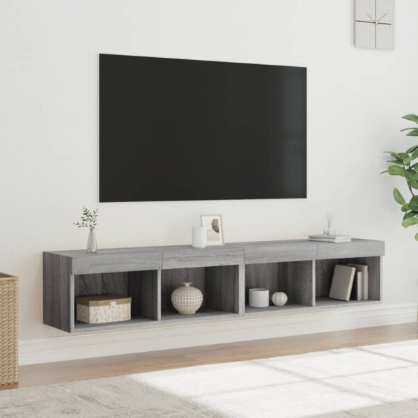 Móveis de TV com luzes LED 2 pcs 80x30x30 cm cinzento sonoma - Image 4