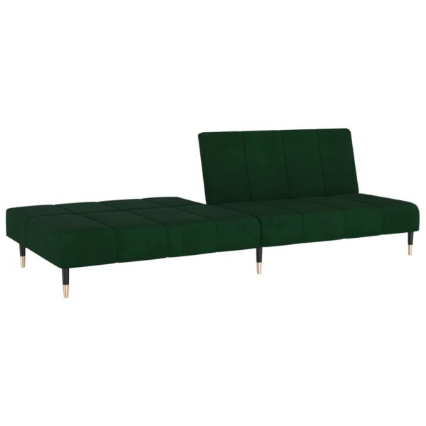 Sofá-cama de 2 lugares veludo verde-escuro - Image 3