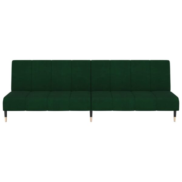 Sofá-cama de 2 lugares veludo verde-escuro - Image 4