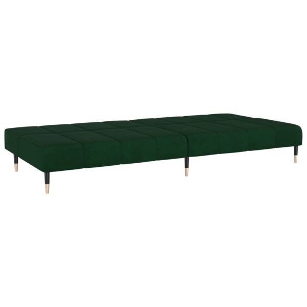 Sofá-cama de 2 lugares veludo verde-escuro - Image 5