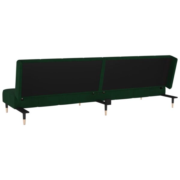 Sofá-cama de 2 lugares veludo verde-escuro - Image 7