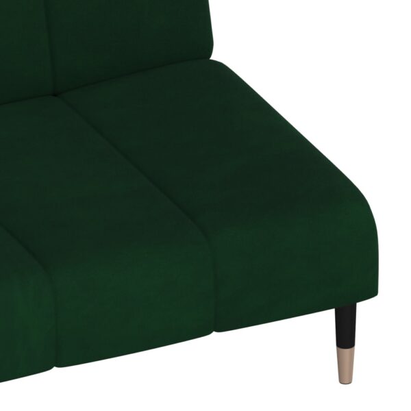 Sofá-cama de 2 lugares veludo verde-escuro - Image 8