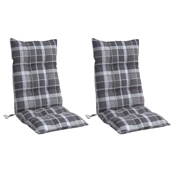 Almofadões cadeira encosto alto 2 pcs oxford xadrez cinzento - Image 2