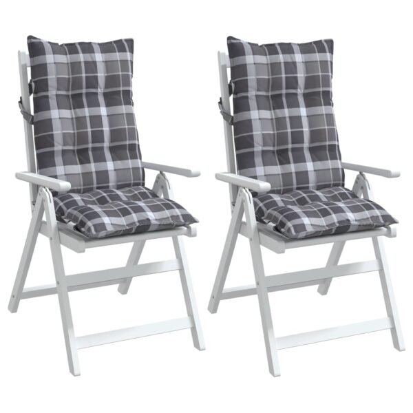 Almofadões cadeira encosto alto 2 pcs oxford xadrez cinzento - Image 3