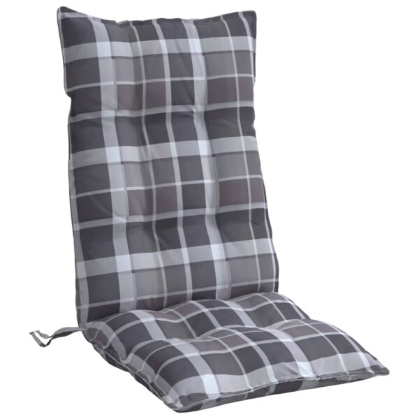 Almofadões cadeira encosto alto 2 pcs oxford xadrez cinzento - Image 4
