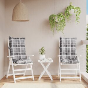 Almofadões cadeira encosto alto 2 pcs oxford xadrez cinzento