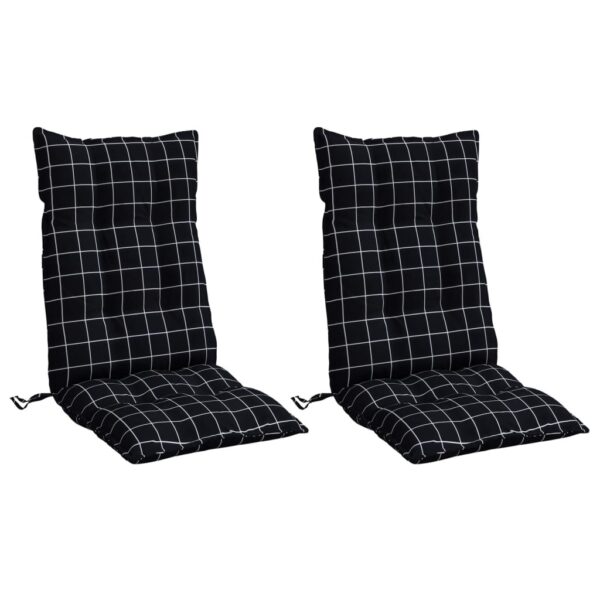 Almofadões cadeira encosto alto 2pcs tecido oxford xadrez preto - Image 2