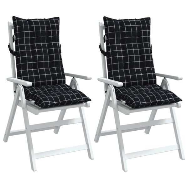 Almofadões cadeira encosto alto 2pcs tecido oxford xadrez preto - Image 3