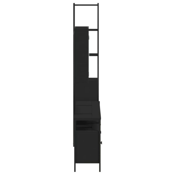 4 pcs conjunto móveis casa de banho derivados de madeira preto - Image 6