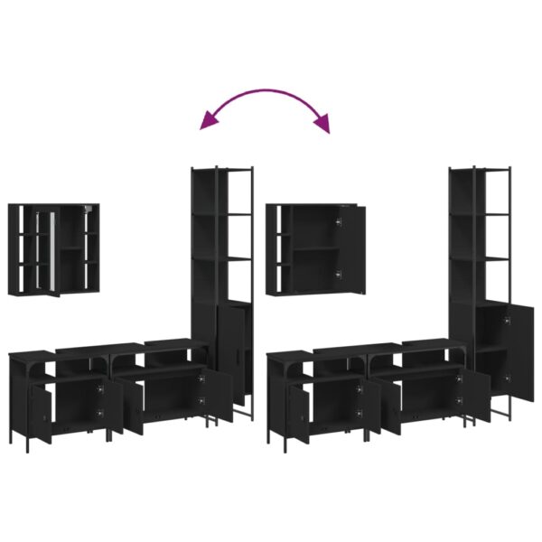 4 pcs conjunto móveis casa de banho derivados de madeira preto - Image 8