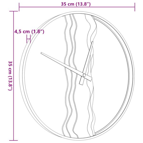 Relógio de parede Ø35 cm ferro e madeira de carvalho castanho - Image 6