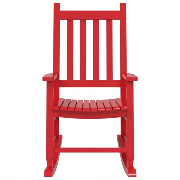 Cadeira de baloiço infantil madeira de álamo maciça vermelho - Image 3