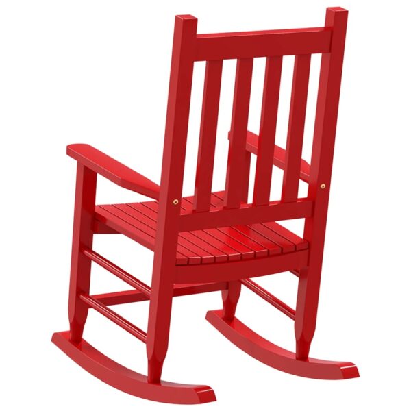 Cadeira de baloiço infantil madeira de álamo maciça vermelho - Image 5