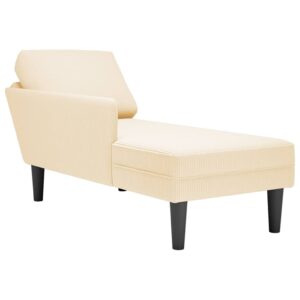 Chaise lounge com almofada tecido corduroy creme
