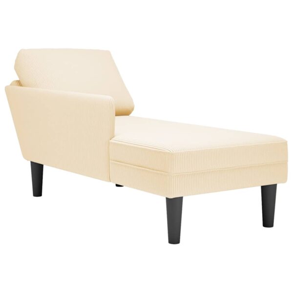 Chaise lounge com almofada tecido corduroy creme