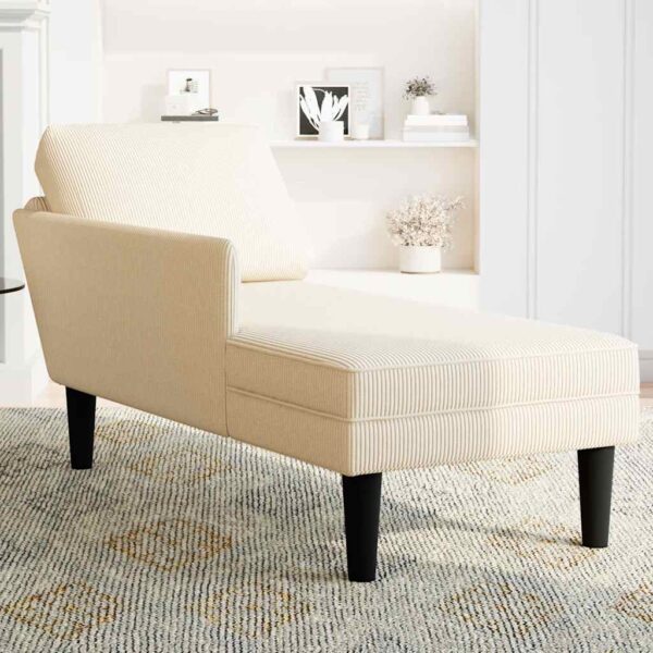 Chaise lounge com almofada tecido corduroy creme - Image 3