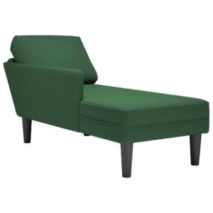 Chaise lounge com almofada tecido corduroy selva verde
