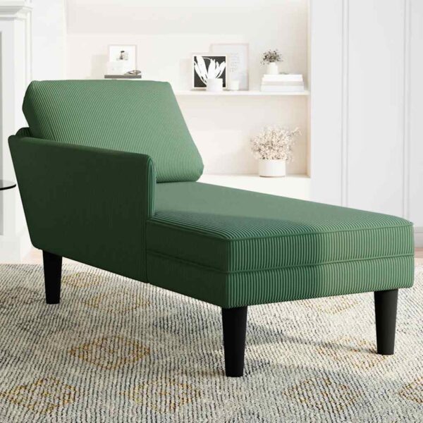 Chaise lounge com almofada tecido corduroy selva verde - Image 3