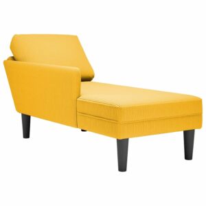 Chaise lounge com almofada tecido corduroy amarela claro