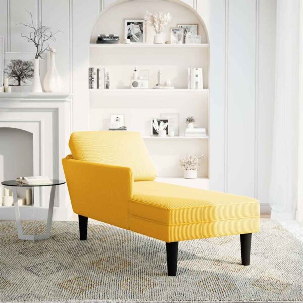 Chaise lounge com almofada tecido corduroy amarela claro - Image 2