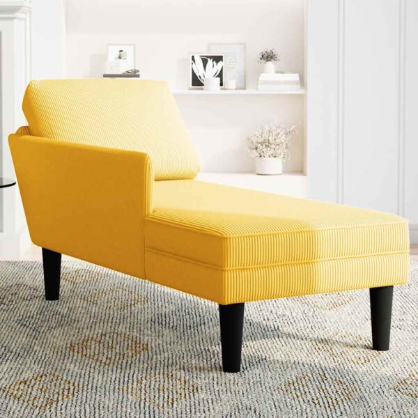 Chaise lounge com almofada tecido corduroy amarela claro - Image 3
