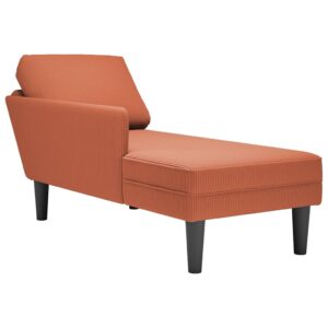 Chaise lounge com almofada tecido corduroy laranja