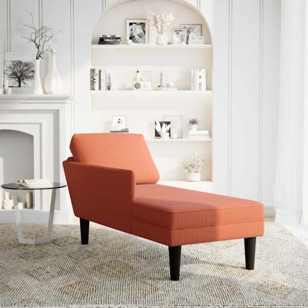 Chaise lounge com almofada tecido corduroy laranja - Image 2