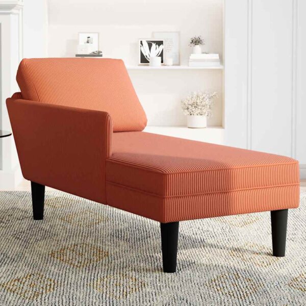 Chaise lounge com almofada tecido corduroy laranja - Image 3