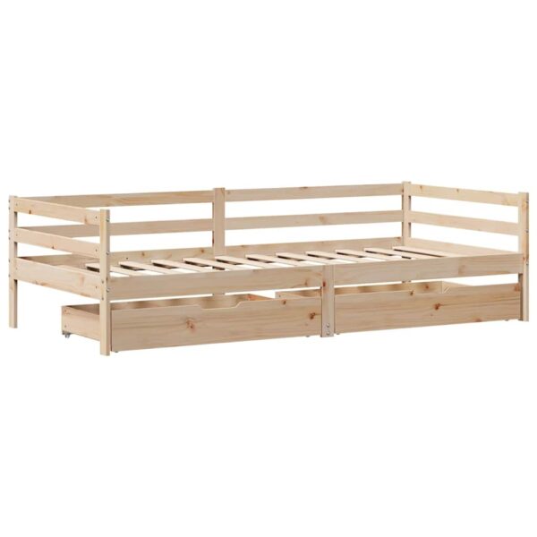 Sofá-cama com gavetas 80x200 cm madeira de pinho maciça - Image 2