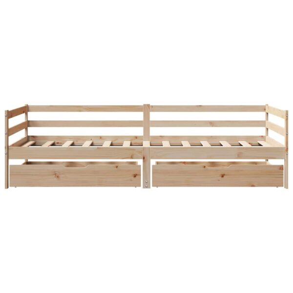 Sofá-cama com gavetas 80x200 cm madeira de pinho maciça - Image 3