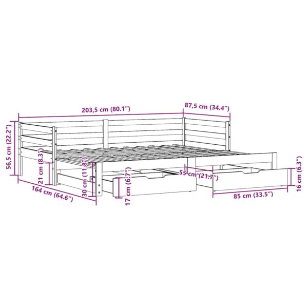 Sofá-cama com gavetão e gavetas sem colchão 80x200 cm - Image 11