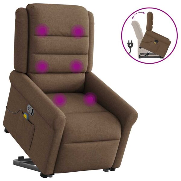 Poltrona reclinável massagens tecido castanho