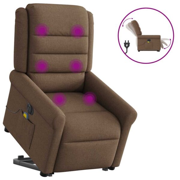 Poltrona elétrica elevatória massagens tecido castanho