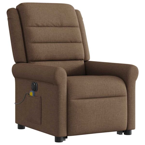 Poltrona elétrica elevatória massagens tecido castanho - Image 4