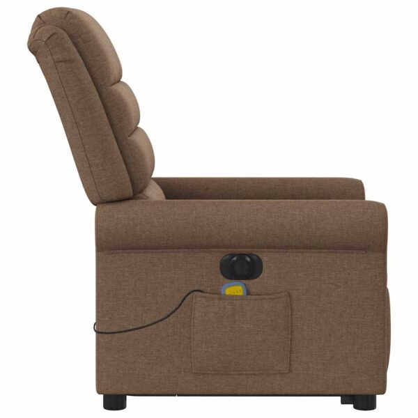 Poltrona elétrica elevatória massagens tecido castanho - Image 6