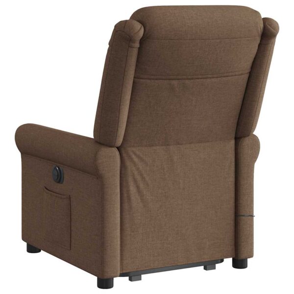 Poltrona elétrica elevatória massagens tecido castanho - Image 7