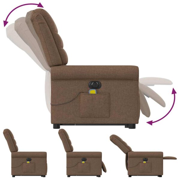 Poltrona elétrica elevatória massagens tecido castanho - Image 8