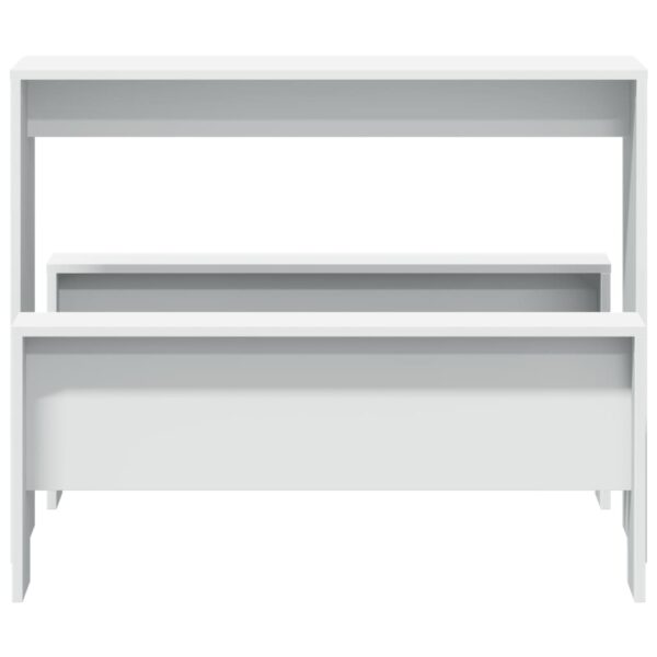 3 pcs conj. mesa de jantar e banco derivados de madeira branco - Image 3