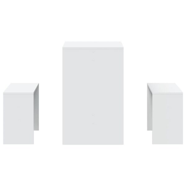 3 pcs conj. mesa de jantar e banco derivados de madeira branco - Image 4