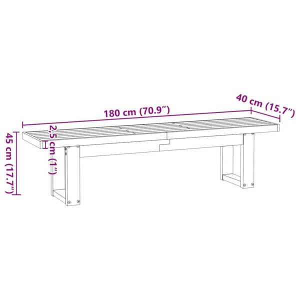 Banco de jantar NOAIN pernas forma U 180x40x45 cm pinho maciço - Image 9