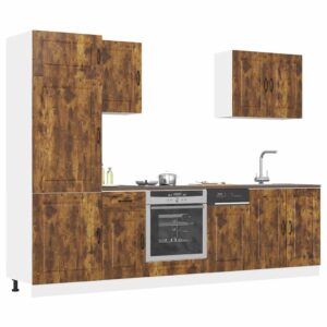 7 peças armário de cozinha conjunto Kalmar carvalho fumado