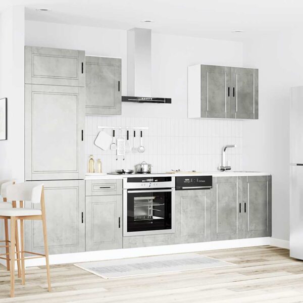 7 peças armário de cozinha conjunto Kalmar cinzento cimento - Image 2